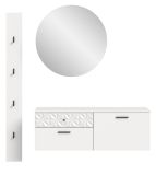 Garderobe Set 3-teilig Relief in wei Hochglanz mit 3-D Struktur 141 x 192 cm