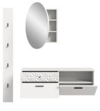 Garderobe Set 3-teilig Relief in wei Hochglanz mit 3-D Struktur 141 x 192 cm