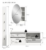 Garderobe Set 3-teilig Relief in wei Hochglanz mit 3-D Struktur 141 x 192 cm