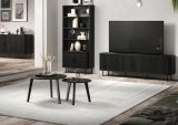 Couchtisch 2er Set Ronin in Esche schwarz 2x Beistelltisch rund