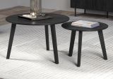 Couchtisch 2er Set Ronin in Esche schwarz 2x Beistelltisch rund