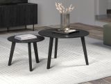 Couchtisch 2er Set Ronin in Esche schwarz 2x Beistelltisch rund