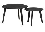 Couchtisch 2er Set Ronin in Esche schwarz 2x Beistelltisch rund