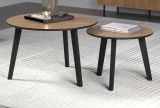 Couchtisch 2er Set Ronin in Eiche und schwarz 2x Beistelltisch rund