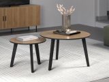 Couchtisch 2er Set Ronin in Eiche und schwarz 2x Beistelltisch rund