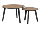 Couchtisch 2er Set Ronin in Eiche und schwarz 2x Beistelltisch rund