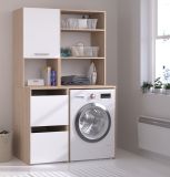 Waschmaschinenschrank Laundry in wei und Jackson Eiche Set 2-teilig 111 x 184 cm