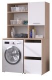 Waschmaschinenschrank Laundry in wei und Jackson Eiche Set 2-teilig 111 x 184 cm