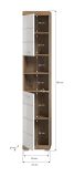 Badezimmer Hochschrank Willow in wei Hochglanz und Nox Eiche Badschrank 37 x 191 cm
