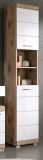 Badezimmer Hochschrank Willow in wei Hochglanz und Nox Eiche Badschrank 37 x 191 cm