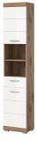 Badezimmer Hochschrank Willow in wei Hochglanz und Nox Eiche Badschrank 37 x 191 cm