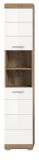 Badezimmer Hochschrank Willow in wei Hochglanz und Nox Eiche Badschrank 37 x 191 cm