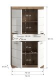 Badezimmer Midischrank Willow in wei Hochglanz und Nox Eiche Badschrank 74 x 141 cm