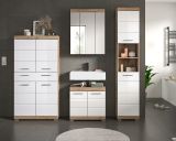 Badmbel Set 4-teilig Willow in wei Hochglanz und Nox Eiche Badkombination 200 x 191 cm