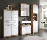 Badmbel Set 4-teilig Willow in wei Hochglanz und Nox Eiche Badkombination 200 x 191 cm