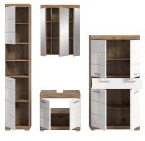 Badmbel Set 4-teilig Willow in wei Hochglanz und Nox Eiche Badkombination 200 x 191 cm