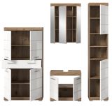 Badmbel Set 4-teilig Willow in wei Hochglanz und Nox Eiche Badkombination 200 x 191 cm