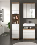 Badmbel Set 3-teilig Willow in wei Hochglanz und Nox Eiche Badkombination 112 x 191 cm