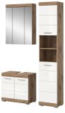 Badmbel Set 3-teilig Willow in wei Hochglanz und Nox Eiche Badkombination 112 x 191 cm