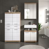 Badmbel Set 3-teilig Willow in wei Hochglanz und Nox Eiche Badkombination 149 x 191 cm