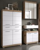 Badmbel Set 3-teilig Willow in wei Hochglanz und Nox Eiche Badkombination 149 x 191 cm