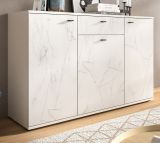 Sideboard Marble in wei Marmor Kommode 139 cm, mit Soft-Close