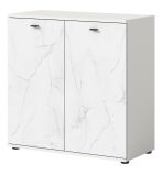 Kommode Marble in wei Marmor Sideboard 86 x 88 cm, mit Soft-Close