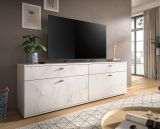 TV-Lowboard Marble in wei Marmor TV Unterteil 180 cm, mit Komforthhe