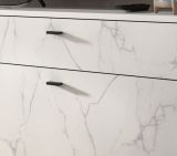 TV-Lowboard Marble in wei Marmor TV Unterteil 180 cm, mit Komforthhe