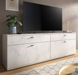 TV-Lowboard Marble in wei Marmor TV Unterteil 180 cm, mit Komforthhe