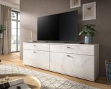 TV-Lowboard Marble in wei Marmor TV Unterteil 180 cm, mit Komforthhe