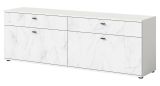 TV-Lowboard Marble in wei Marmor TV Unterteil 180 cm, mit Komforthhe
