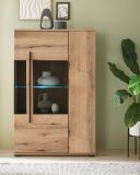 Highboard Design-D in Evoke Eiche Vitrine 90 x 140 cm