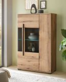 Highboard Design-D in Evoke Eiche Vitrine 90 x 140 cm