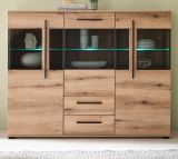 Highboard Design-D in Evoke Eiche Vitrine 160 x 126 cm, mit Soft-Close