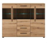 Highboard Design-D in Evoke Eiche Vitrine 160 x 126 cm, mit Soft-Close