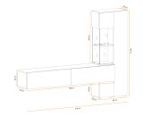 Wohnwand Azuro in Zinneiche und blau Schrankwand 210 cm inklusive LED Beleuchtung, Push-to-Open