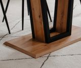 Esstisch Borja in Artisan Eiche und schwarz Sulentisch mit Liftauszug 160 / 200 x 90 cm