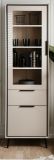 Vitrine Brebbia in sand und schwarz Vitrinenschrank 60 x 200 cm, Soft-Close-Funktion
