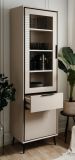 Vitrine Brebbia in sand und schwarz Vitrinenschrank 60 x 200 cm, Soft-Close-Funktion