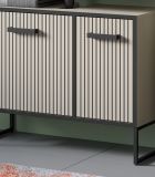 Waschbeckenunterschrank Scana in Sand mit Schwarz, Badezimmer Unterschrank 80 cm, Soft-Close