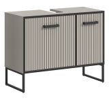 Waschbeckenunterschrank Scana in Sand mit Schwarz, Badezimmer Unterschrank 80 cm, Soft-Close