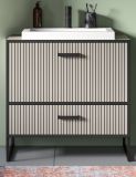 Waschtisch Set Scana in sand und schwarz Waschbeckenunterschrank MIT Waschbecken 80 cm, Soft-Close