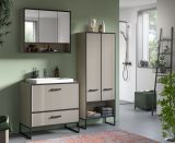 Waschtisch Set Scana in sand und schwarz Waschbeckenunterschrank MIT Waschbecken 80 cm, Soft-Close