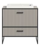 Waschtisch Set Scana in sand und schwarz Waschbeckenunterschrank MIT Waschbecken 80 cm, Soft-Close