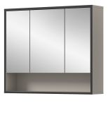 Badezimmer Spiegelschrank Scana in sand und schwarz Badschrank 3-trig 80 cm, Soft-Close