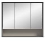 Badezimmer Spiegelschrank Scana in sand und schwarz Badschrank 3-trig 80 cm, Soft-Close