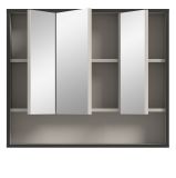 Badezimmer Spiegelschrank Scana in sand und schwarz Badschrank 3-trig 80 cm, Soft-Close