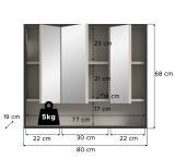 Badezimmer Spiegelschrank Scana in sand und schwarz Badschrank 3-trig 80 cm, Soft-Close