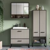 Badmbel Set Scana in sand und schwarz Badkombination mit Waschbecken 154 cm, Soft-Close